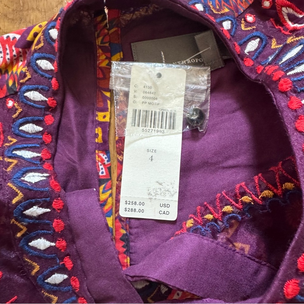 NWT Anthropologie Maren Embroidered Maxi Dress Size 4 Petite Sunset Motif Purple - Picture 10 of 16